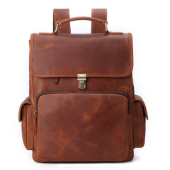 Cool Brown Leather Men's 13'' Laptop Backpack School Backpack Travel Backpack For Men