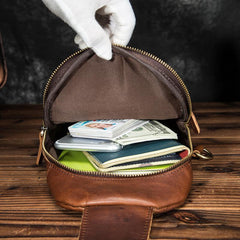 Cool Vintage Leather Mens Sling Bag Chest Bag Vintage One Shoulder Backpack For Men