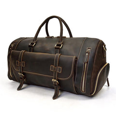 Large Leather Men Barrel Overnight Bags Travel Bags Weekender Bags For Men
