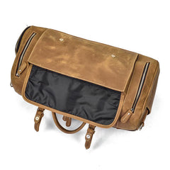 Large Leather Men Barrel Overnight Bags Travel Bags Weekender Bags For Men