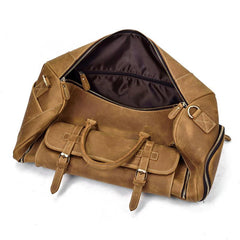 Large Leather Men Barrel Overnight Bags Travel Bags Weekender Bags For Men