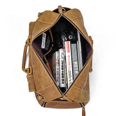 Large Leather Men Barrel Overnight Bags Travel Bags Weekender Bags For Men