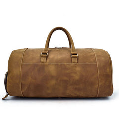 Large Leather Men Barrel Overnight Bags Travel Bags Weekender Bags For Men