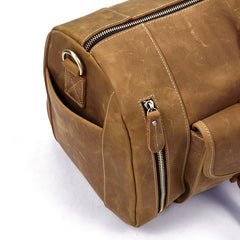 Large Leather Men Barrel Overnight Bags Travel Bags Weekender Bags For Men