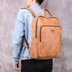 Vintage Brown Leather Men's Backpack School Backpack College Backpack For Men