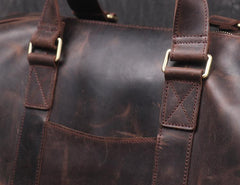 Vintage Large Leather Men's Travel Bag Overnight Bag Weekender Bag For Men