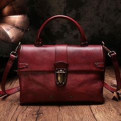 Vintage Womens Purple Leather Satchel Handbags Purse Shoulder Crossbody Bags for Ladies