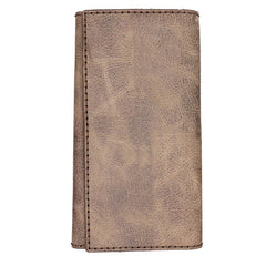 Leather Mens Trifold Long Wallet Handmade Lots Cards Checkbook Long Wallet for Men