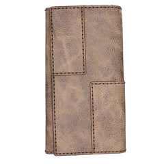 Leather Mens Trifold Long Wallet Handmade Lots Cards Checkbook Long Wallet for Men