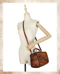 Best Red Leather Womens Buston Handbag Handmade Cube Handbag Crossbody Purse for Ladies