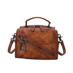 Best Red Leather Womens Buston Handbag Handmade Cube Handbag Crossbody Purse for Ladies