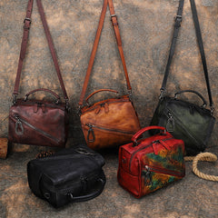 Best Green Leather Womens Buston Handbag Handmade Cube Handbag Crossbody Purse for Ladies