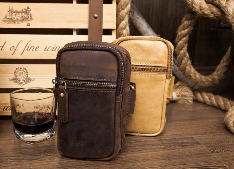 Leather Belt Pouch Mens Small Cases Arm Case Pouch for Men