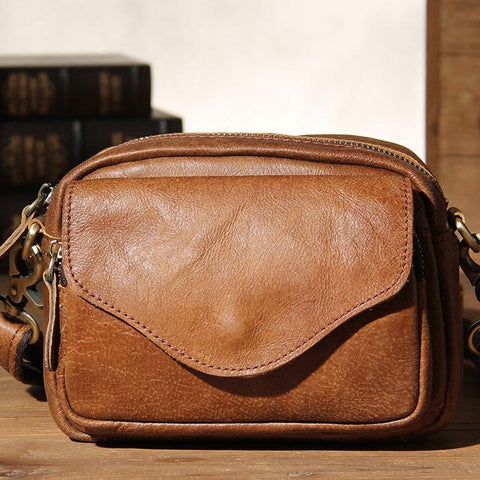 Leather Mens Belt Pouch Small Cases Waist Bags Belt Bag Shoulder Bag for Men