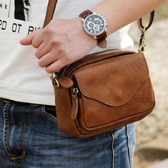 Leather Mens Belt Pouch Small Cases Waist Bags Belt Bag Shoulder Bag for Men