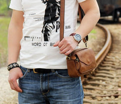 Leather Mens Belt Pouch Small Cases Waist Bags Belt Bag Shoulder Bag for Men