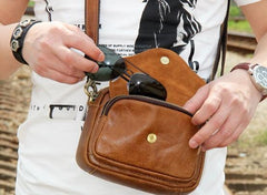 Leather Mens Belt Pouch Small Cases Waist Bags Belt Bag Shoulder Bag for Men