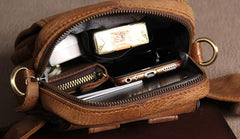Leather Belt Pouch Mens Small Cases Waist Bag Hip Pack Fanny Pack for Men