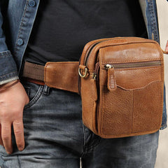 Leather Belt Pouch Mens Small Cases Waist Bag Hip Pack Fanny Pack for Men