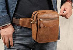 Leather Belt Pouch Mens Small Cases Waist Bag Hip Pack Fanny Pack for Men