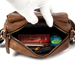 Brown Mens Leather Belt Pouch Small Messenger Bag Waist Bag Belt Bag for Men