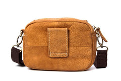Brown Mens Leather Belt Pouch Small Messenger Bag Waist Bag Belt Bag for Men