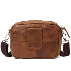Brown Mens Leather Belt Pouch Small Messenger Bag Waist Bag Belt Bag for Men
