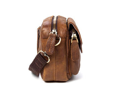 Brown Mens Leather Belt Pouch Small Messenger Bag Waist Bag Belt Bag for Men