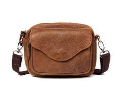 Brown Mens Leather Belt Pouch Small Messenger Bag Waist Bag Belt Bag for Men