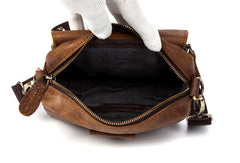 Brown Mens Leather Belt Pouch Small Messenger Bag Waist Bag Belt Bag for Men