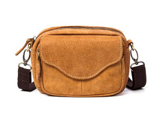 Brown Mens Leather Belt Pouch Small Messenger Bag Waist Bag Belt Bag for Men