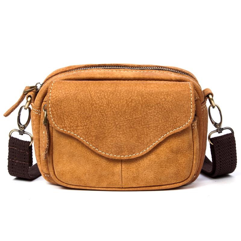 Brown Mens Leather Belt Pouch Small Messenger Bag Waist Bag Belt Bag for Men