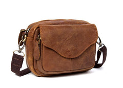 Brown Mens Leather Belt Pouch Small Messenger Bag Waist Bag Belt Bag for Men