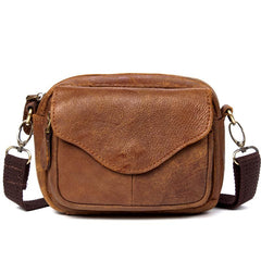 Brown Mens Leather Belt Pouch Small Messenger Bag Waist Bag Belt Bag for Men