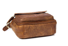 Brown Mens Leather Belt Pouch Small Messenger Bag Waist Bag Belt Bag for Men