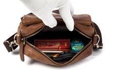 Brown Mens Leather Belt Pouch Small Messenger Bag Waist Bag Belt Bag for Men