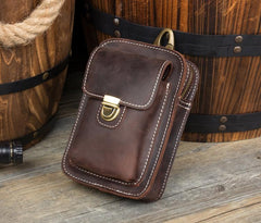Vintage Mens Leather Belt Pouch Small Belt Cases Small Hip Pouch Waist Bag for Men