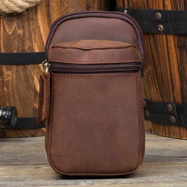 Brown Leather Belt Pouch Mens Small Belt Case Belt Bag Small Waist Bag for Men MSG01581005
