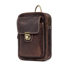 Vintage Mens Leather Belt Pouch Small Belt Cases Small Hip Pouch Waist Bag for Men
