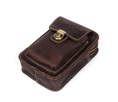 Vintage Mens Leather Belt Pouch Small Belt Cases Small Hip Pouch Waist Bag for Men