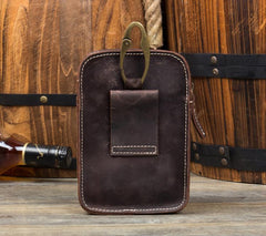 Vintage Mens Leather Belt Pouch Small Belt Cases Small Hip Pouch Waist Bag for Men