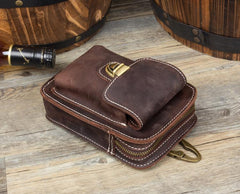 Vintage Mens Leather Belt Pouch Small Belt Cases Small Hip Pouch Waist Bag for Men