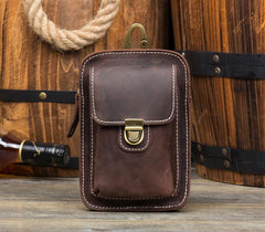 Vintage Mens Leather Belt Pouch Small Belt Cases Small Hip Pouch Waist Bag for Men