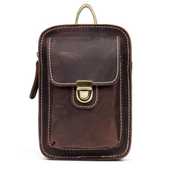 Vintage Mens Leather Belt Pouch Small Belt Cases Small Hip Pouch Waist Bag for Men