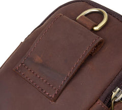 Brown Leather Belt Pouch Mens Small Belt Case Belt Bag Small Waist Bag for Men