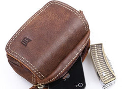 Leather Belt Pouch Mens Small Waist Cases Waist Bag for Men