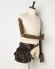 Cool Leather Belt Pouch Mens Waist Bag Camel Drop Leg Tools Bag BUMBAG for Men