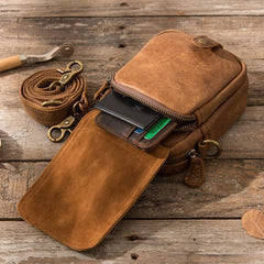 Leather Belt Pouch Phone Cases Mens Waist Bag Shoulder Bag for Men