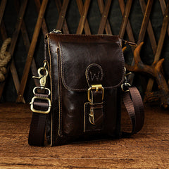 Mens Small Leather Belt Pouch Waist Bag BELT BAG Shoulder Bag For Men