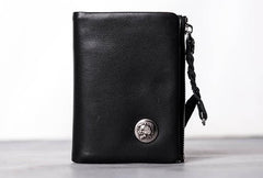 Leather Black Men Slim Small Wallet Bifold billfold Wallet for Men